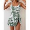 imageEomenie One Piece Swimdress Swimsuits for Women Tummy Control Swim Dresses Skirt Bathing SuitGreen White Print