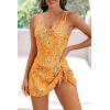 imageEomenie One Piece Swimdress Swimsuits for Women Tummy Control Swim Dresses Skirt Bathing SuitOrange  Blue  Printed