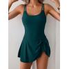 imageEomenie One Piece Swimdress Swimsuits for Women Tummy Control Swim Dresses Skirt Bathing SuitPeacock Green