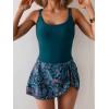 imageEomenie One Piece Swimdress Swimsuits for Women Tummy Control Swim Dresses Skirt Bathing SuitPeacock Green Print