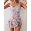 imageEomenie One Piece Swimdress Swimsuits for Women Tummy Control Swim Dresses Skirt Bathing SuitPink  Blue Floral Print