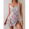imageEomenie One Piece Swimdress Swimsuits for Women Tummy Control Swim Dresses Skirt Bathing SuitPink  Blue Floral Print