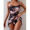 imageEomenie Womens One Piece Swimdress Swimsuit with Drawstring Tummy Control Bathing Suits Push Up Swim Dresses with BottomBlack Pink Printed
