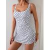 imageEomenie Womens One Piece Swimdress Swimsuit with Drawstring Tummy Control Bathing Suits Push Up Swim Dresses with BottomBlack White Dots