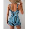 imageEomenie Womens One Piece Swimdress Swimsuit with Drawstring Tummy Control Bathing Suits Push Up Swim Dresses with BottomBlue Black Printed