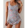 imageEomenie Womens One Piece Swimdress Swimsuit with Drawstring Tummy Control Bathing Suits Push Up Swim Dresses with BottomBlue Orange Printed