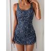 imageEomenie Womens One Piece Swimdress Swimsuit with Drawstring Tummy Control Bathing Suits Push Up Swim Dresses with BottomDark Blue Dots