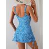 imageEomenie Womens One Piece Swimdress Swimsuit with Drawstring Tummy Control Bathing Suits Push Up Swim Dresses with BottomPrinted B