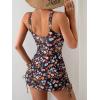 imageEomenie Womens One Piece Swimdress Swimsuit with Drawstring Tummy Control Bathing Suits Push Up Swim Dresses with BottomPrinted a