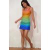 imageEomenie Womens One Piece Swimdress Swimsuit with Drawstring Tummy Control Bathing Suits Push Up Swim Dresses with BottomRainbow