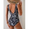 imageEomenie Womens One Piece Swimsuit Slimming Tummy Control Bathing Suit Wide Straps Plunge V Neck SwimwearBlack White Print