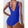imageEomenie Womens One Piece Swimsuit Slimming Tummy Control Bathing Suit Wide Straps Plunge V Neck SwimwearRoyal Blue