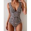 imageEomenie Womens One Piece Swimsuit Slimming Tummy Control Bathing Suit Wide Straps Plunge V Neck SwimwearYellow Black Print