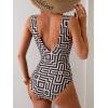 imageEomenie Womens One Piece Swimsuit Slimming Tummy Control Bathing Suit Wide Straps Plunge V Neck SwimwearYellow Black Print