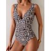 imageEomenie Womens One Piece Swimsuit Slimming Tummy Control Bathing Suit Wide Straps Plunge V Neck SwimwearYellow Black Print