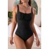 imageEomenie Womens One Piece Tummy Control Swimsuits Slimming Bathing Suit Support Full Coverage Square Neck SwimwearBlack