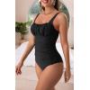 imageEomenie Womens One Piece Tummy Control Swimsuits Slimming Bathing Suit Support Full Coverage Square Neck SwimwearBlack