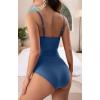 imageEomenie Womens One Piece Tummy Control Swimsuits Slimming Bathing Suit Support Full Coverage Square Neck SwimwearBlue