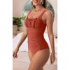 imageEomenie Womens One Piece Tummy Control Swimsuits Slimming Bathing Suit Support Full Coverage Square Neck SwimwearBrown