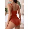 imageEomenie Womens One Piece Tummy Control Swimsuits Slimming Bathing Suit Support Full Coverage Square Neck SwimwearBrown
