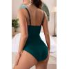 imageEomenie Womens One Piece Tummy Control Swimsuits Slimming Bathing Suit Support Full Coverage Square Neck SwimwearDark Green