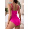 imageEomenie Womens One Piece Tummy Control Swimsuits Slimming Bathing Suit Support Full Coverage Square Neck SwimwearHot Pink