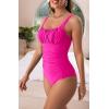 imageEomenie Womens One Piece Tummy Control Swimsuits Slimming Bathing Suit Support Full Coverage Square Neck SwimwearHot Pink