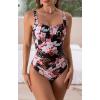 imageEomenie Womens One Piece Tummy Control Swimsuits Slimming Bathing Suit Support Full Coverage Square Neck SwimwearPattern01