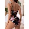 imageEomenie Womens One Piece Tummy Control Swimsuits Slimming Bathing Suit Support Full Coverage Square Neck SwimwearPattern01