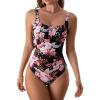 imageEomenie Womens One Piece Tummy Control Swimsuits Slimming Bathing Suit Support Full Coverage Square Neck SwimwearPattern01