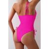 imageEomenie Womens One Piece One Shoulder Swimsuit with Drawstring Tummy Control Bathing Suit Sexy High Cut Swim SuitsHot Pink
