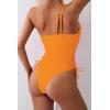 imageEomenie Womens One Piece One Shoulder Swimsuit with Drawstring Tummy Control Bathing Suit Sexy High Cut Swim SuitsLight Orange