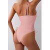 imageEomenie Womens One Piece One Shoulder Swimsuit with Drawstring Tummy Control Bathing Suit Sexy High Cut Swim SuitsLight Pink