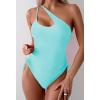 imageEomenie Womens One Piece One Shoulder Swimsuit with Drawstring Tummy Control Bathing Suit Sexy High Cut Swim SuitsMint Green