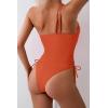 imageEomenie Womens One Piece One Shoulder Swimsuit with Drawstring Tummy Control Bathing Suit Sexy High Cut Swim SuitsOrange