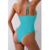 imageEomenie Womens One Piece One Shoulder Swimsuit with Drawstring Tummy Control Bathing Suit Sexy High Cut Swim SuitsSky Blue