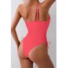 imageEomenie Womens One Piece One Shoulder Swimsuit with Drawstring Tummy Control Bathing Suit Sexy High Cut Swim SuitsWatermelon Red