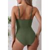 imageEomenie Womens One Piece Swimsuits Tummy Control Ruched Bathing Suit 1 Piece SwimwearArmy Green