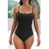 imageEomenie Womens One Piece Swimsuits Tummy Control Ruched Bathing Suit 1 Piece SwimwearBlack