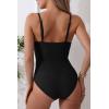 imageEomenie Womens One Piece Swimsuits Tummy Control Ruched Bathing Suit 1 Piece SwimwearBlack