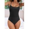 imageEomenie Womens One Piece Swimsuits Tummy Control Ruched Bathing Suit 1 Piece SwimwearBlack