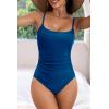 imageEomenie Womens One Piece Swimsuits Tummy Control Ruched Bathing Suit 1 Piece SwimwearBlue