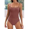 imageEomenie Womens One Piece Swimsuits Tummy Control Ruched Bathing Suit 1 Piece SwimwearBlush Red