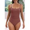 imageEomenie Womens One Piece Swimsuits Tummy Control Ruched Bathing Suit 1 Piece SwimwearBlush Red