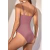 imageEomenie Womens One Piece Swimsuits Tummy Control Ruched Bathing Suit 1 Piece SwimwearBlush Red Ribbed