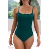imageEomenie Womens One Piece Swimsuits Tummy Control Ruched Bathing Suit 1 Piece SwimwearBright Cyan