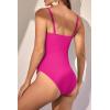 imageEomenie Womens One Piece Swimsuits Tummy Control Ruched Bathing Suit 1 Piece SwimwearBright Pink Ribbed