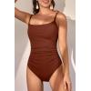imageEomenie Womens One Piece Swimsuits Tummy Control Ruched Bathing Suit 1 Piece SwimwearBrown Ribbed