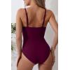 imageEomenie Womens One Piece Swimsuits Tummy Control Ruched Bathing Suit 1 Piece SwimwearBurgundy