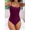 imageEomenie Womens One Piece Swimsuits Tummy Control Ruched Bathing Suit 1 Piece SwimwearBurgundy